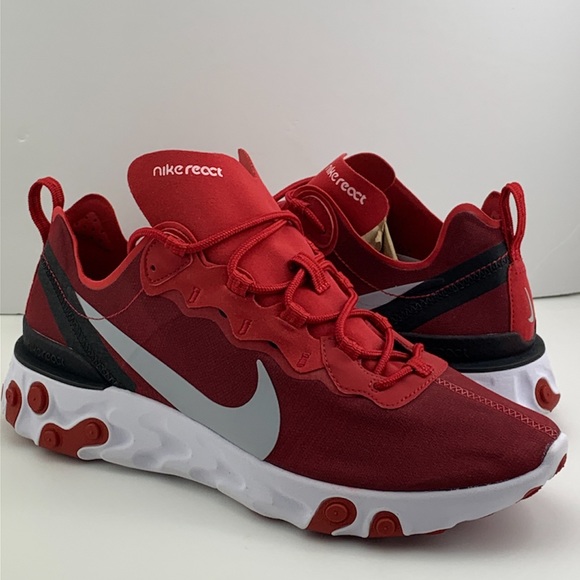 Nike React Element 55 Gym Red Men’s Size 10.5 New - Picture 10 of 13